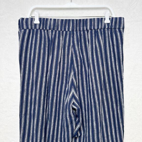 GAP Nautical‎ Striped Wide Leg Linen Pants Vacation Resort Coastal Blue White 16 - Picture 6 of 9